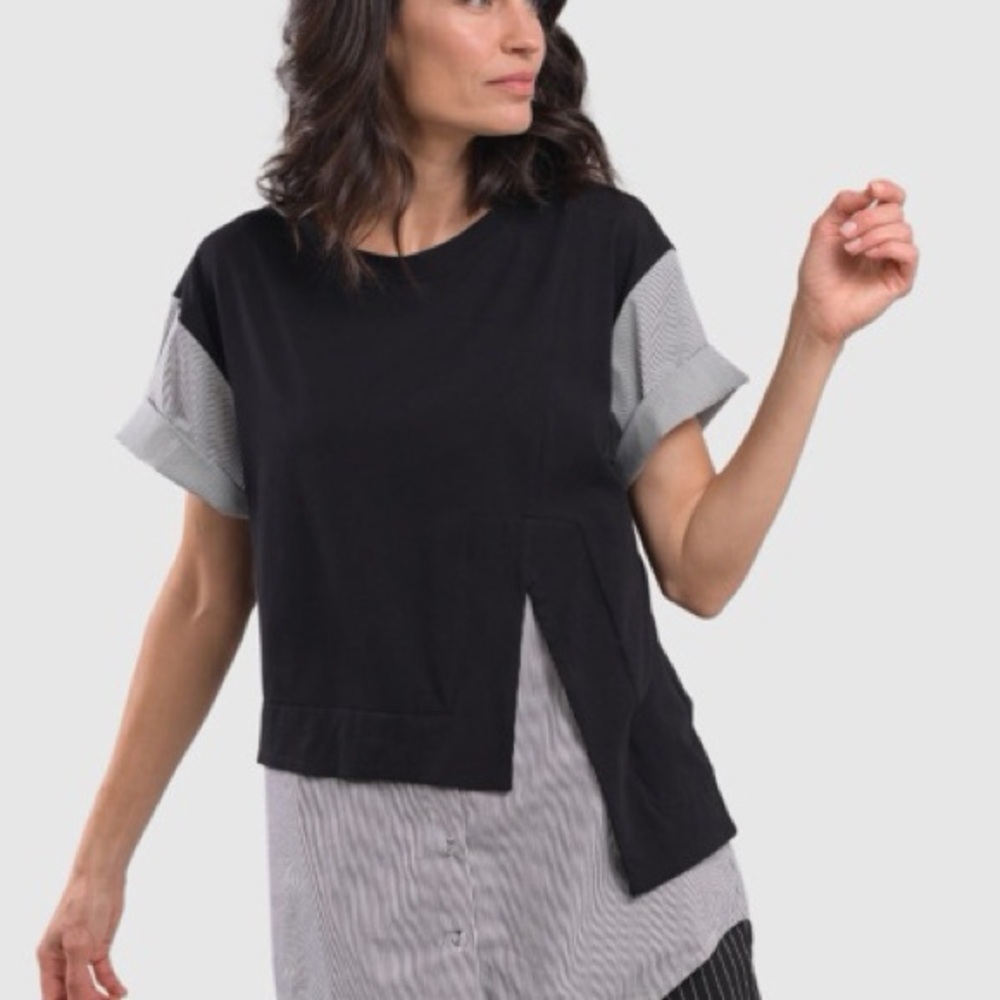 ALEMBIKA Black Layered Top Size Small Lagenlook Minimalist Quiet Luxury